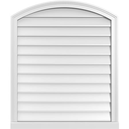 Ekena Millwork Arch Top Surface Mount PVC Gable Vent: Functional, w/ 2"W x 2"P Brickmould Sill Frame, 32"W x 38"H GVPAR32X3803SF